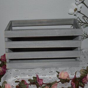 Small Rustic Gray Wood Crate Storage Box Country Farmhouse Decor